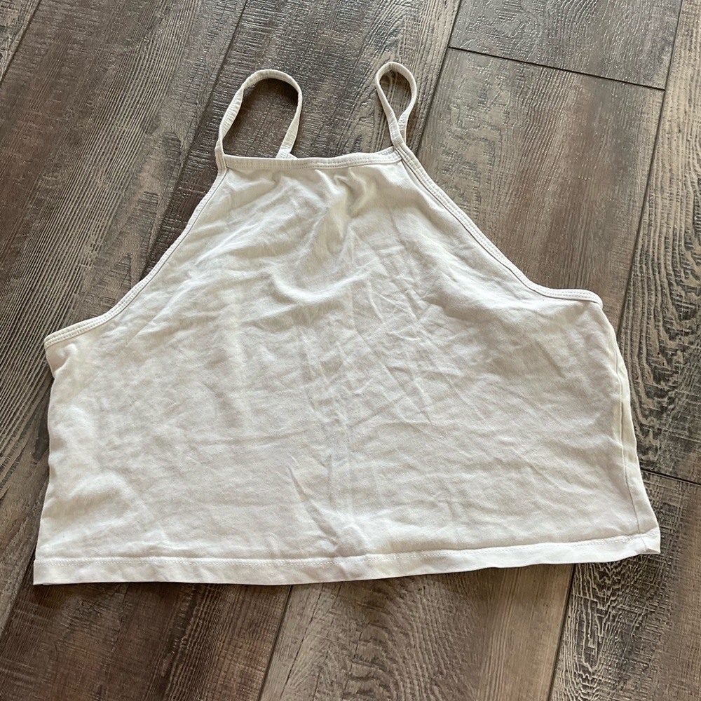 white crop halter top